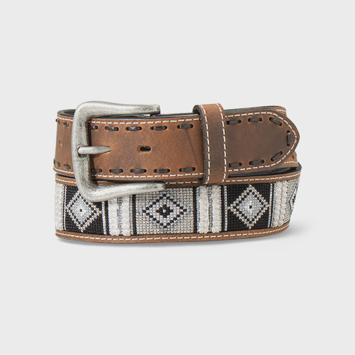 Men's Woven Geo Inlay Belt Choc Back lace