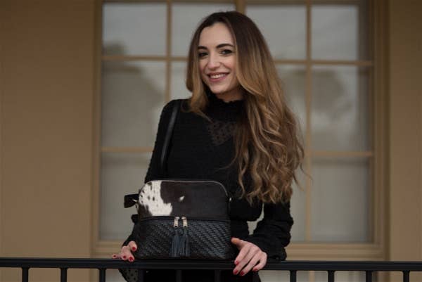 Front Zipper Cowhide Sling Bag - Finland