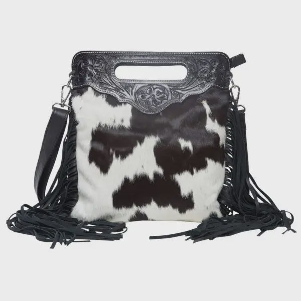 Tooling Leather Sling Bag with handles/Tassles