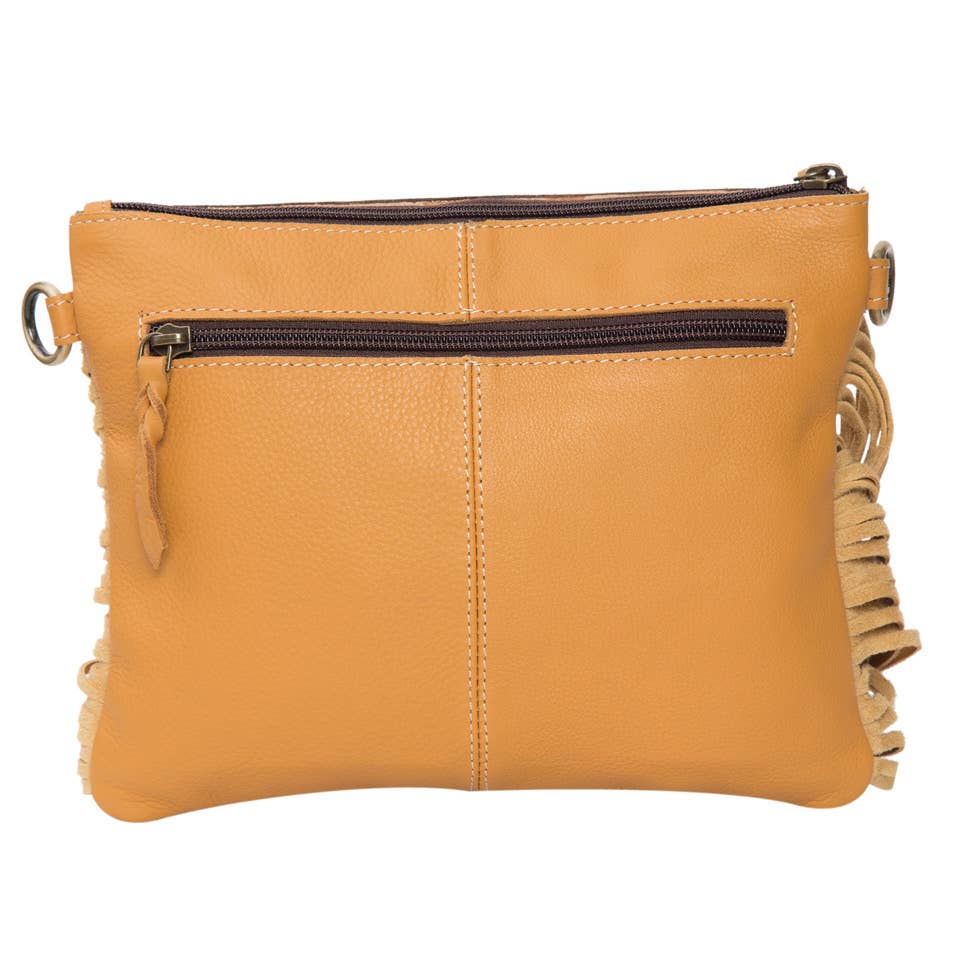 Tooling Leather Cowhide Bag with Fringes