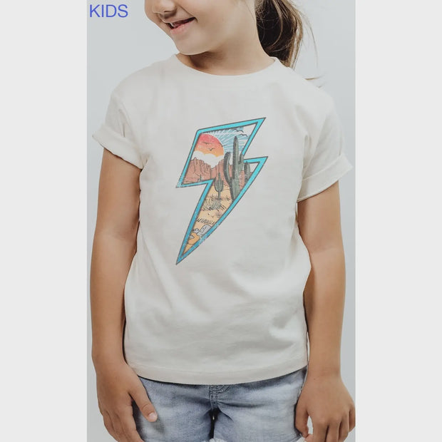 Desert Scene Lightning Bolt Kids Tee