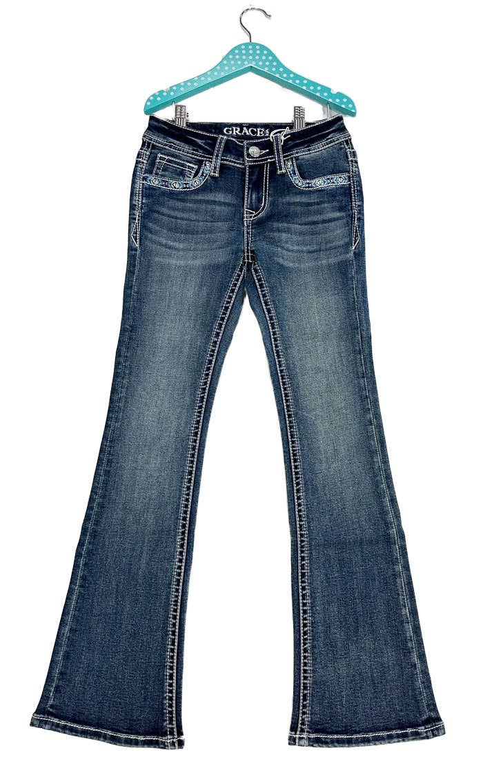 Grace In LA Aztec Embroidery Girls Boot Cut