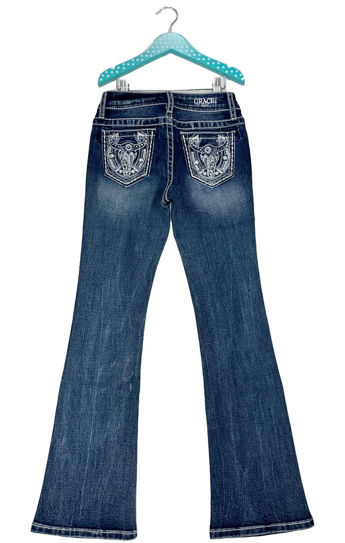 Grace In LA Cow Head  Little Girls Boot Cut