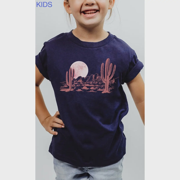 Pink Moon Desert Cacti Kids Tee