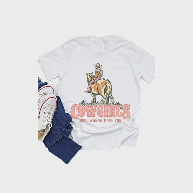Cowgirls Just Wanna Have Fun Kids Tee