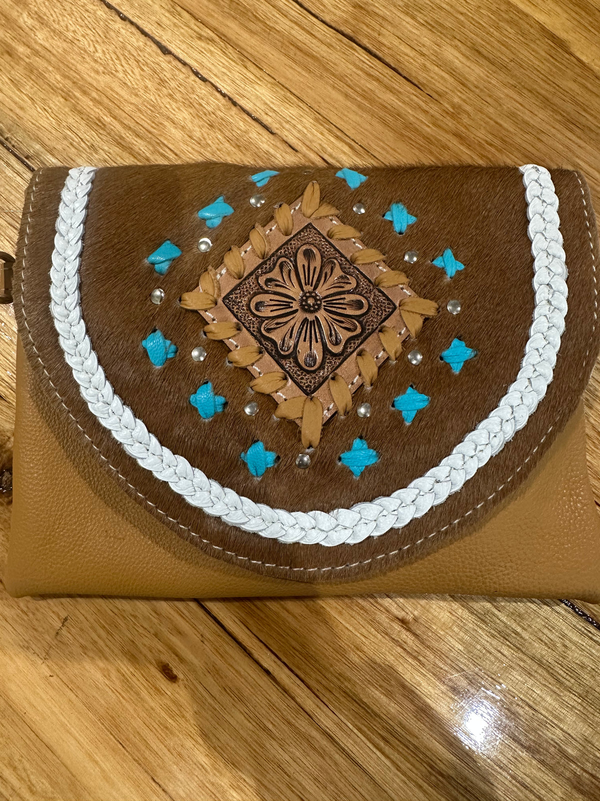 Small Boho Bag with Leather Stitch
