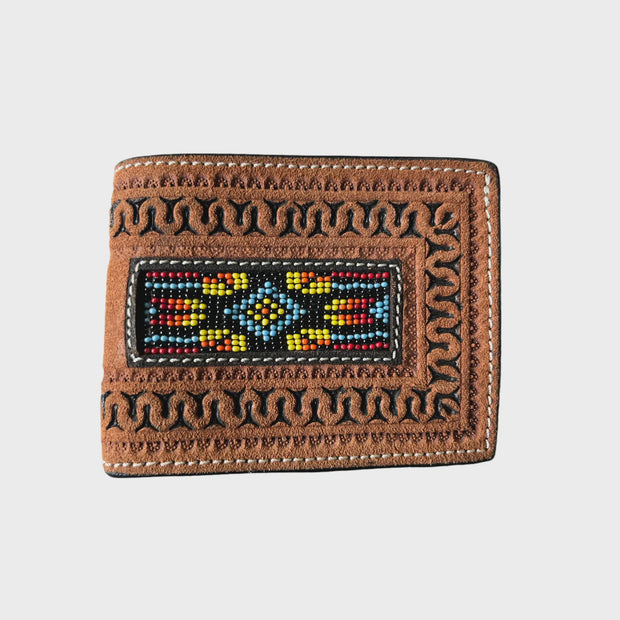 Twisted X Leather & Bead Wallet