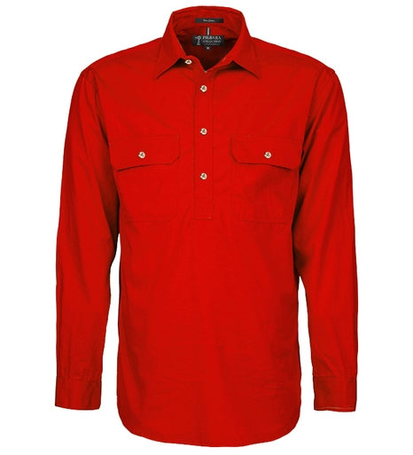 Mens Pilbara Half button L/S Shirt