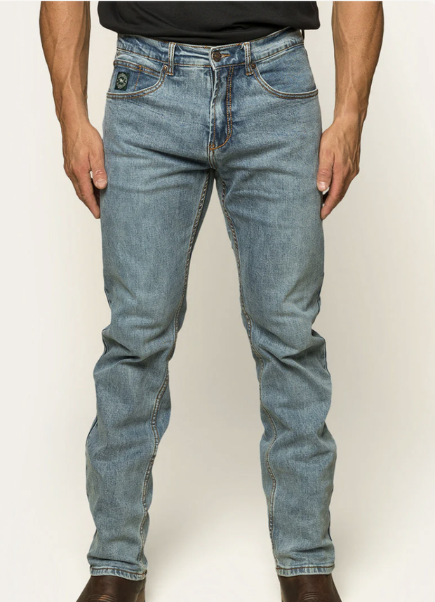 RW Muster Mens Slim Straight Fit Jeans - Mid Wash