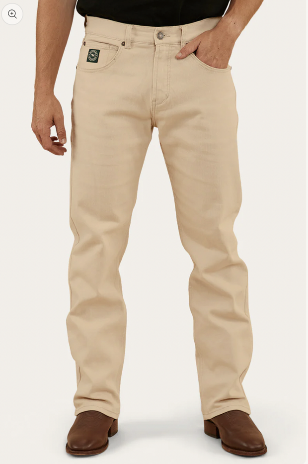 RW Muster Mens Slim Straight Fit Mid Rise Jeans - Dark Sand
