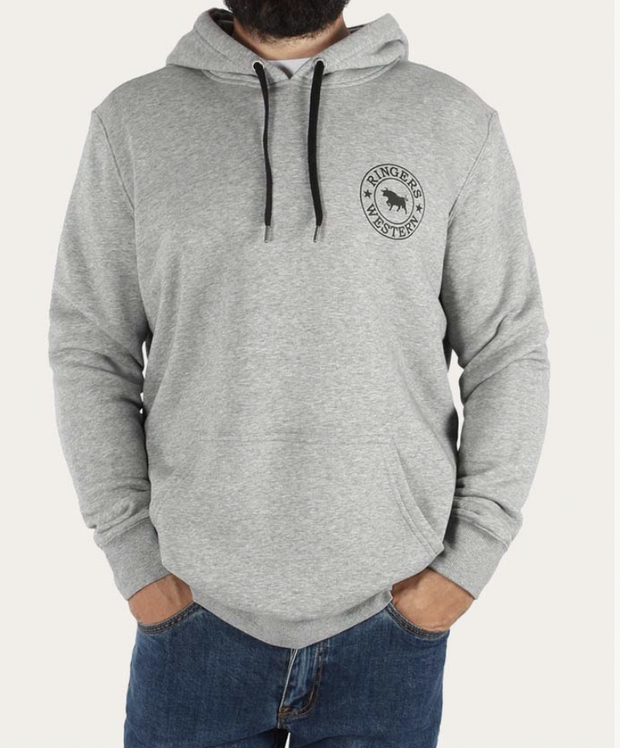 Signature Bull Mens Pullover Hoodie - Grey Marle