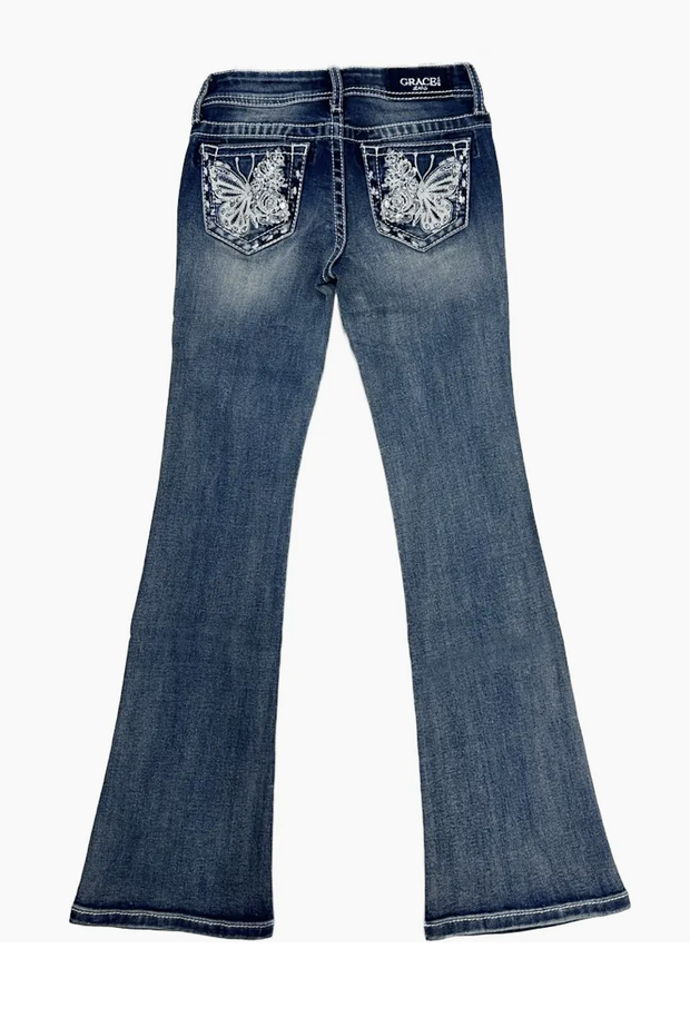 GRACE IN LA Butterfly Bootcut Little Girls jeans
