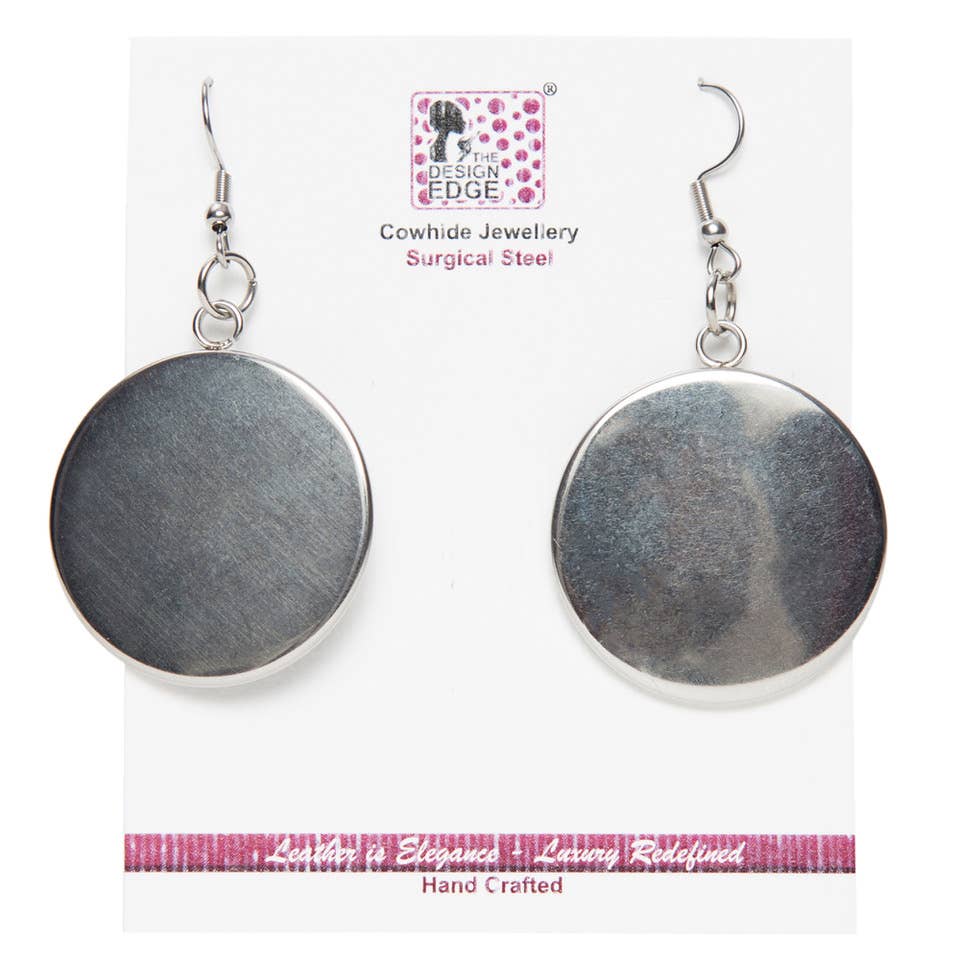 Round Drop Hairon Earrings - Cowhide