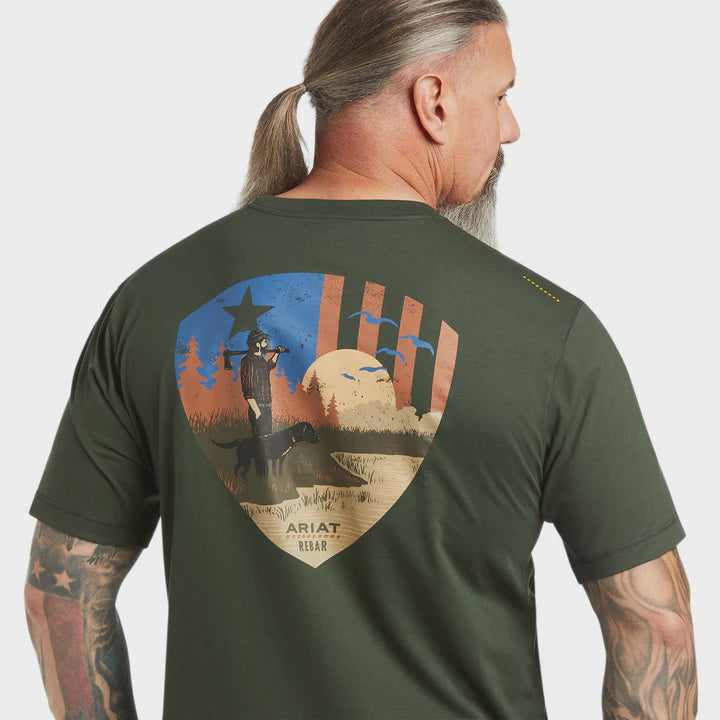 MNS REBAR WORKMAN WORKING DOG T-SHIRT  DEEP FOREST