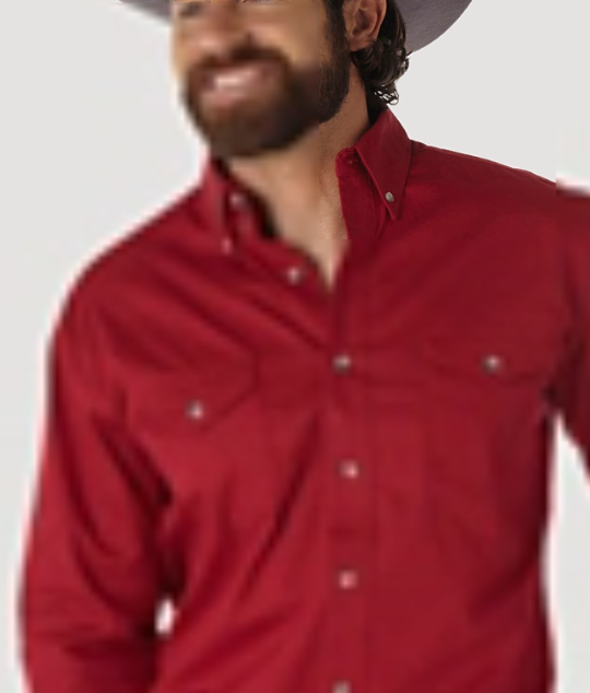 Painted desert long sleeve lightweight solid twill shirt (RED)